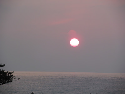 さんねむ温泉の部屋から見た夕陽